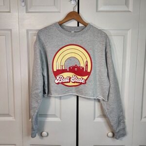 Uscape Apparel Ball State University Cropped Sweatshirt Gray Graphic Size L